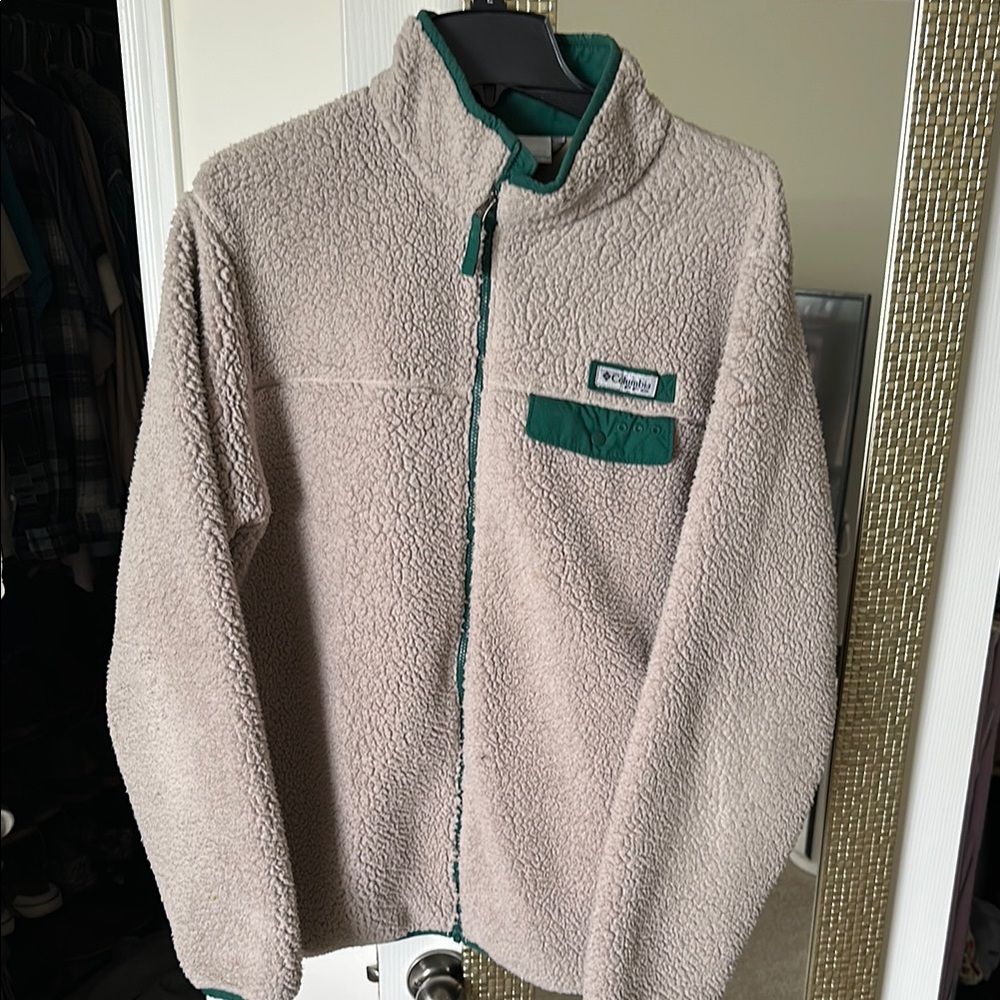 Columbia Beige and Green Fleece Jacket